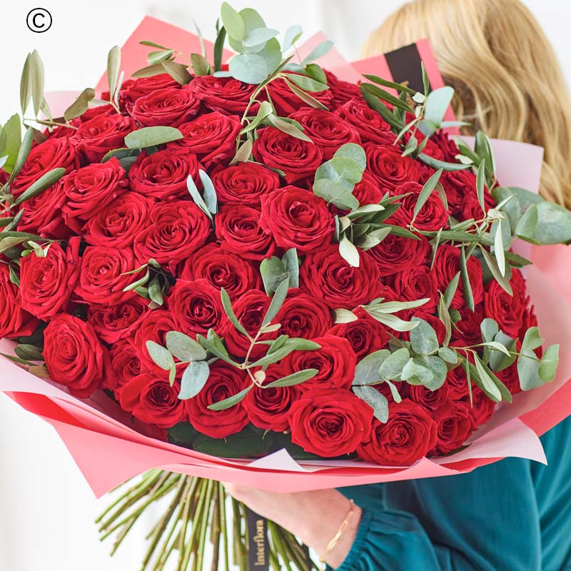 100 Luxury Red Roses Bouquet