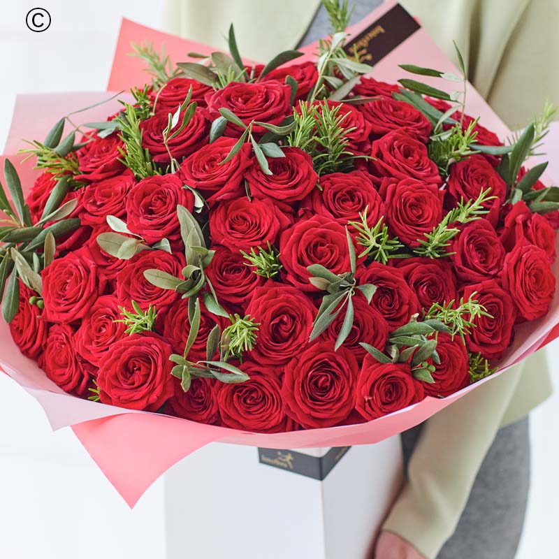 50 Luxury Red Roses Bouquet