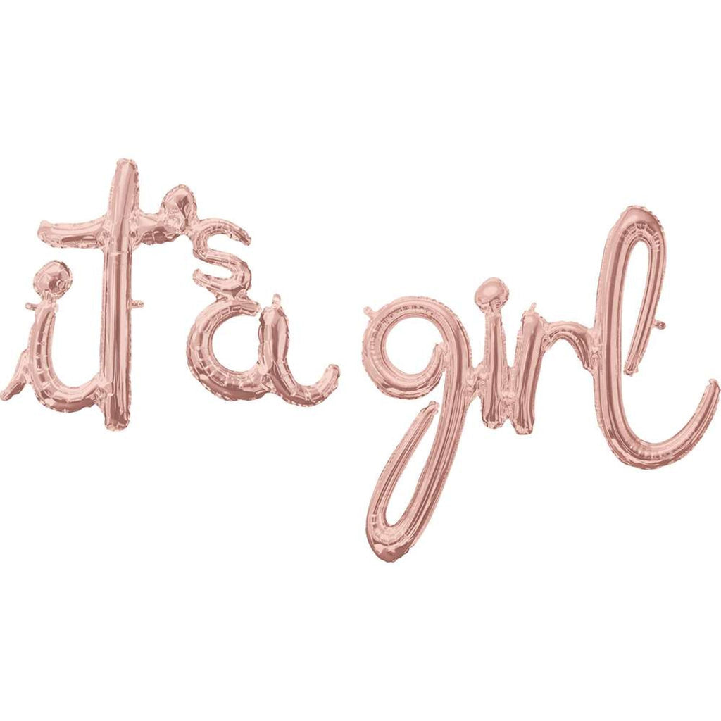 Anagram Foil Balloon Rose Gold It's A Girl 50"