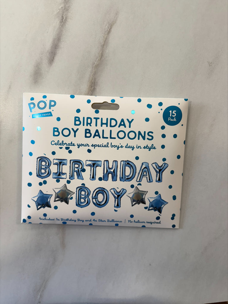 Birthdasy Boy Foil Balloons - Pack of 15