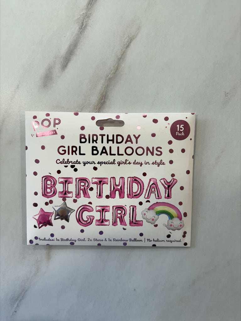 Birthdasy Girl Foil Balloons - Pack of 15