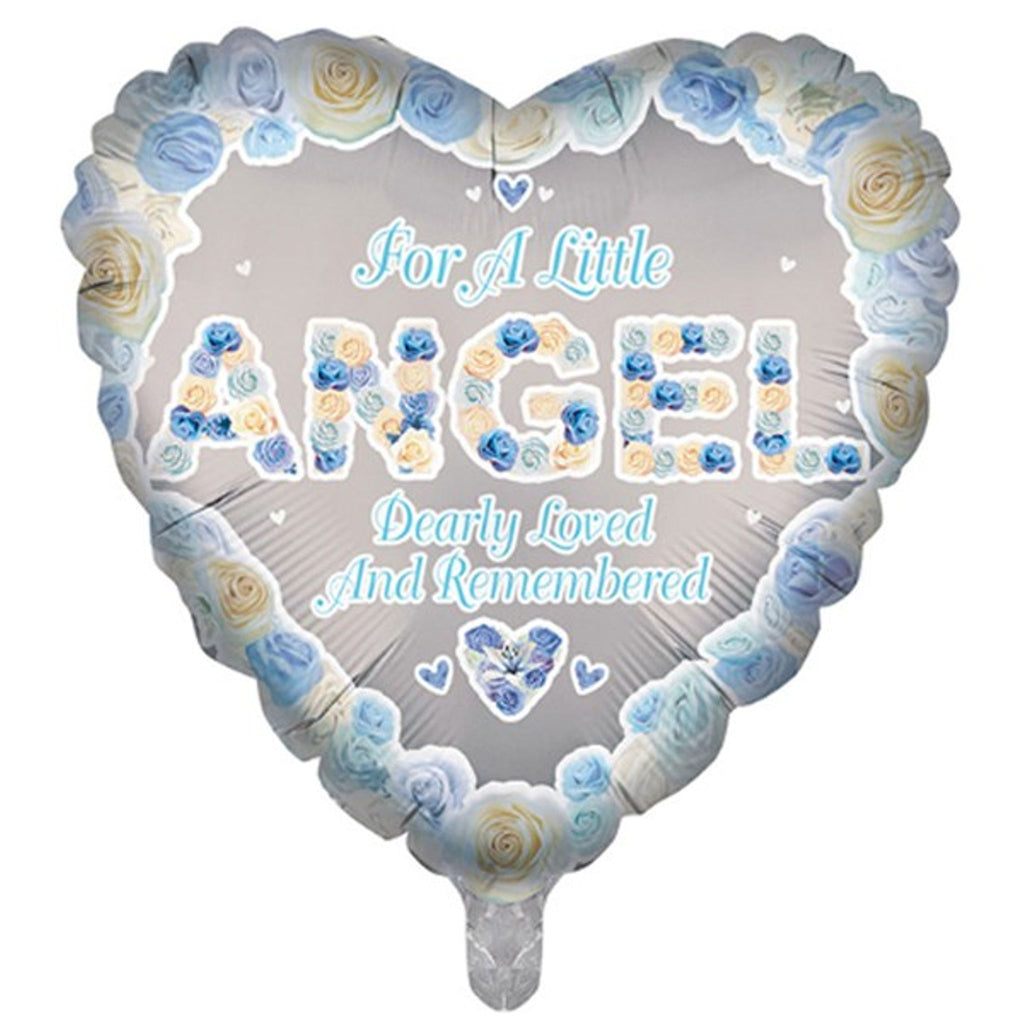 Blue Angel Memorial 18" Heart Foil Balloon Inflated with Helium