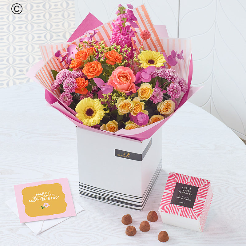 Bright Bouquet With Chocolates & Card