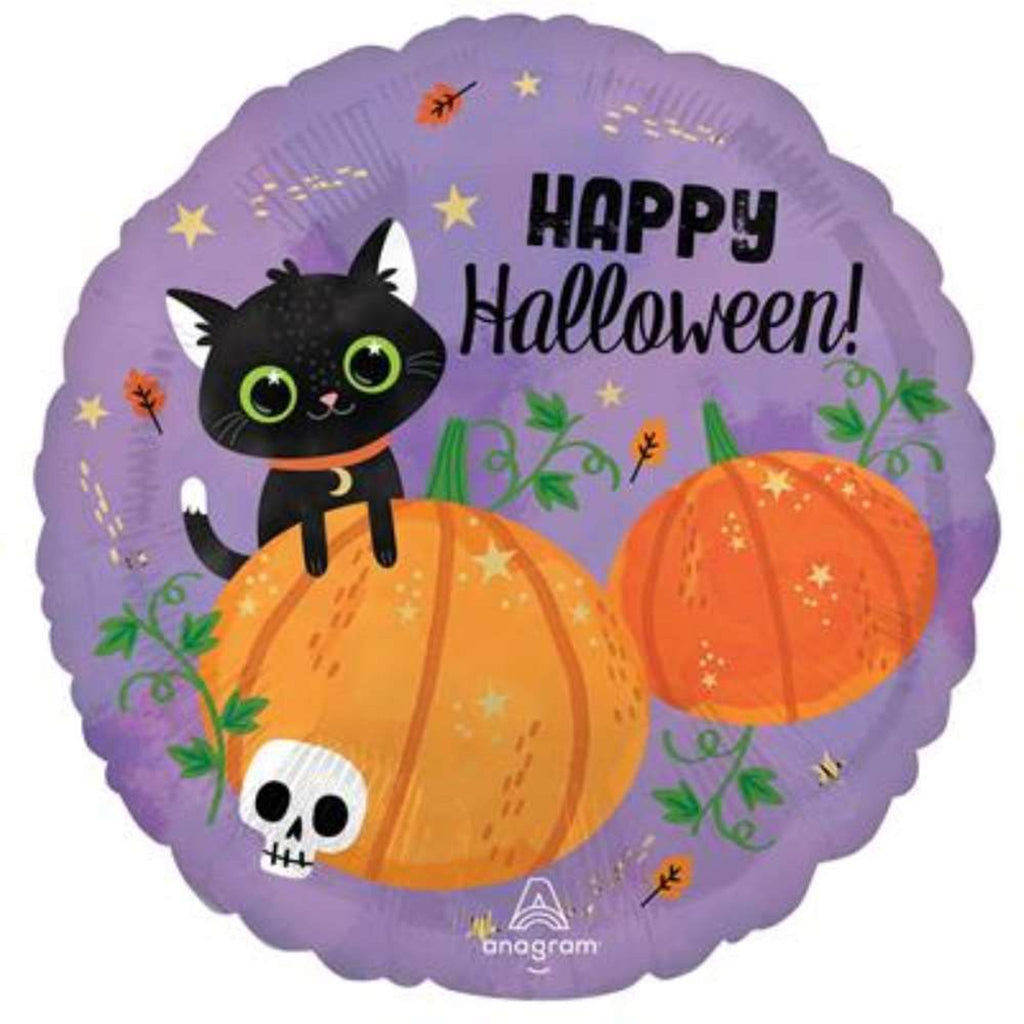Cats & Pumpkin Halloween 18" Helium Inflated Foil Balloon