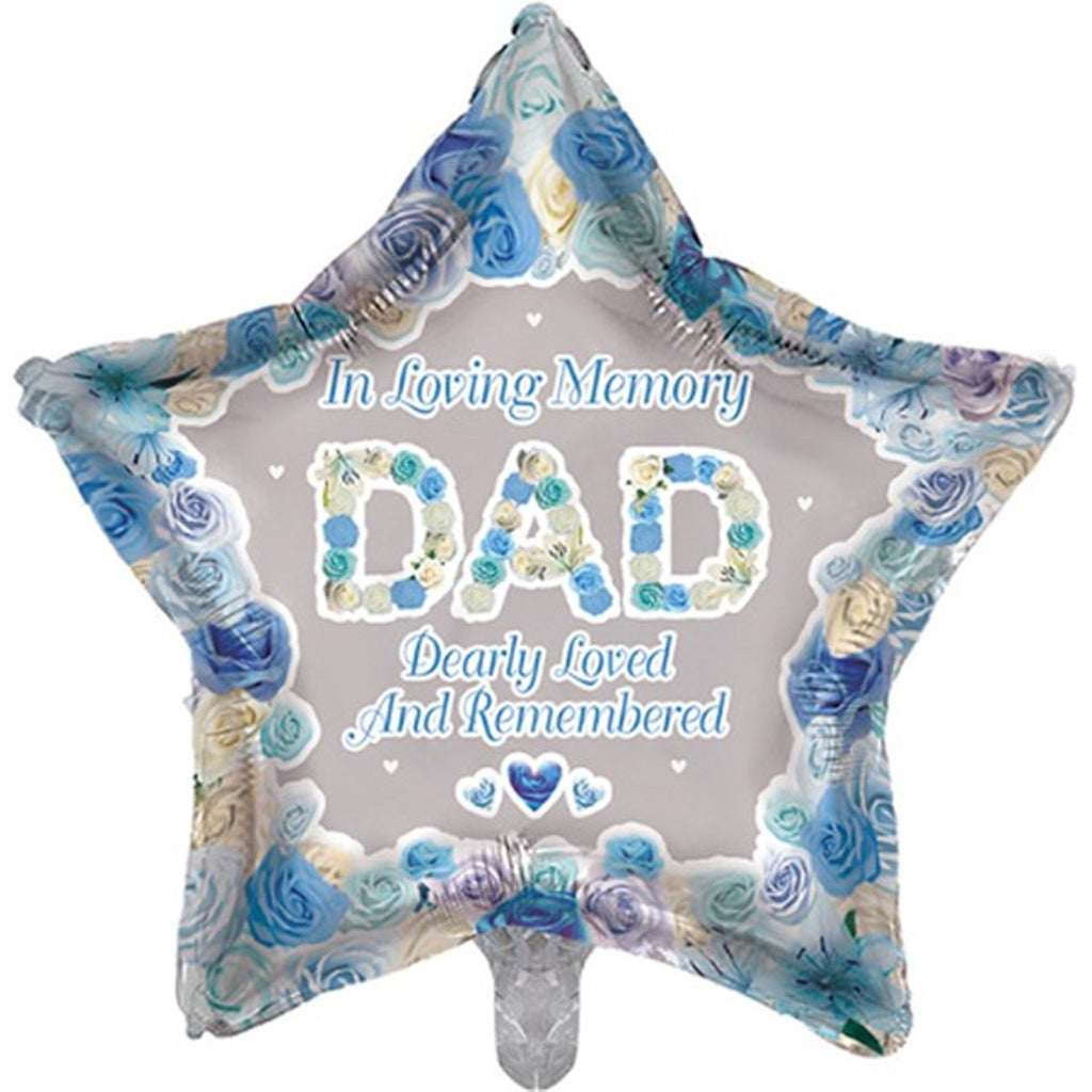 Dad Memorial 18" Star Shaped Foil Balloon Inflated with Helium