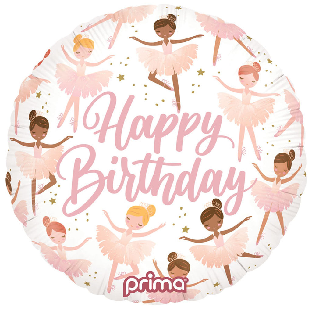 Ballerinas Birthday 18-inch Round Foil Helium Inflated Balloon