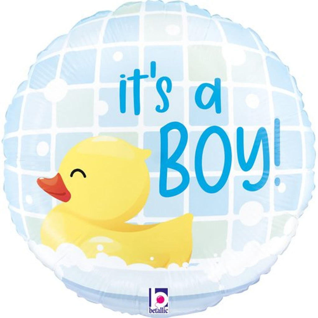 Grabo Foil Helium Inflated Balloon It's A Boy Rubber Duck 9"