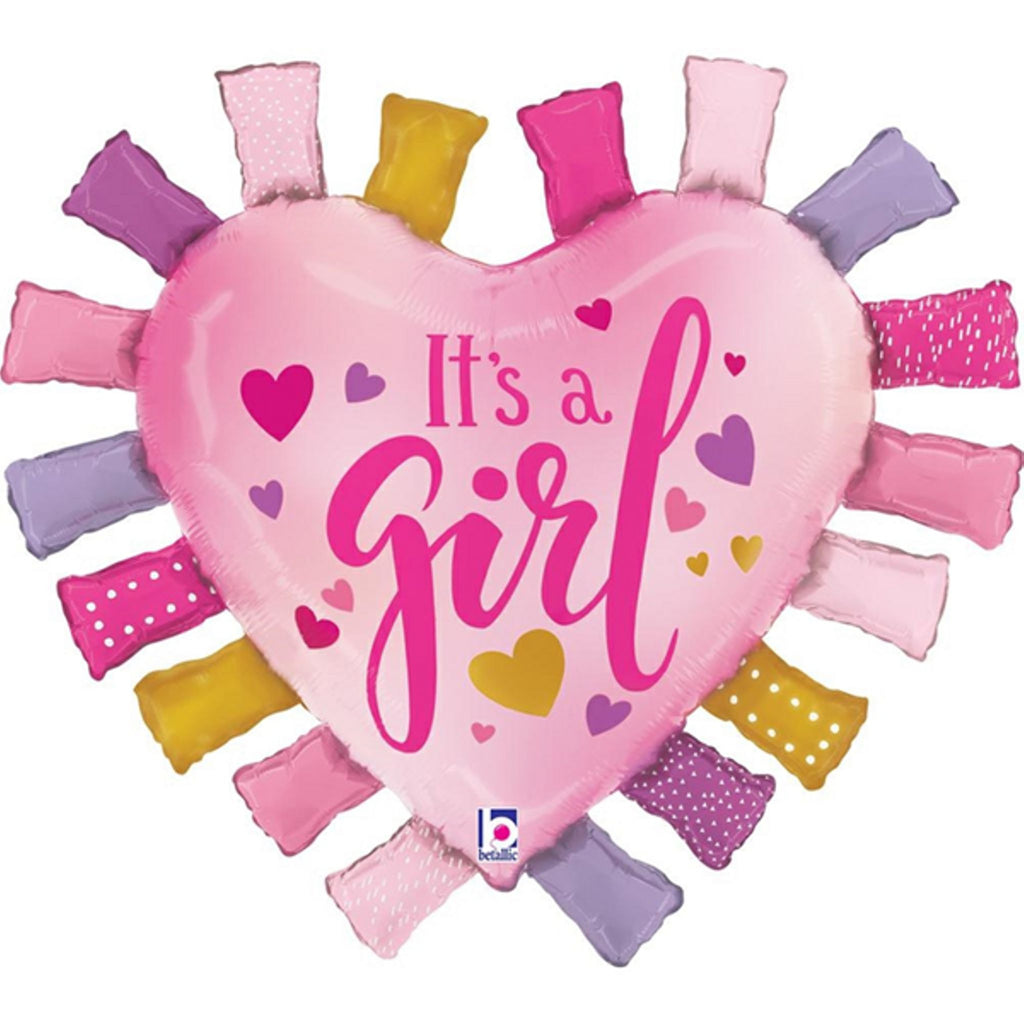 It's A Girl Heart 33" Helium Inflated Foil Balloon