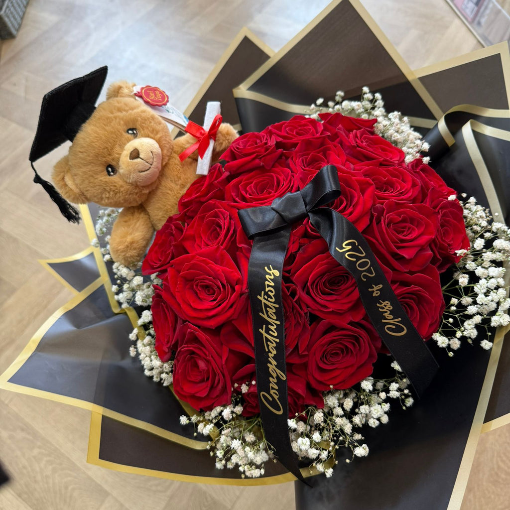 Graduation Flower Bouquet with Teddy