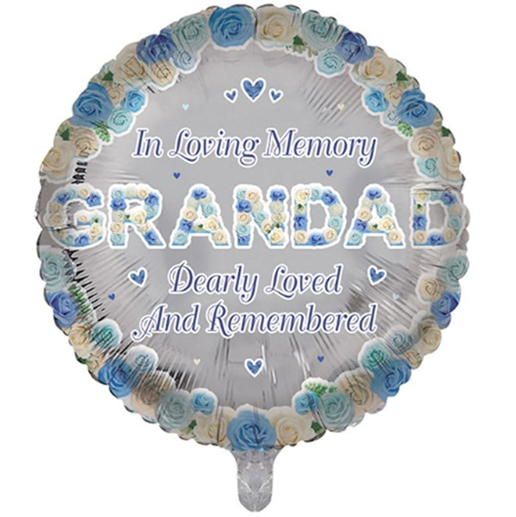 Grandad Memorial 18" Round Foil Balloon Inflated with Helium