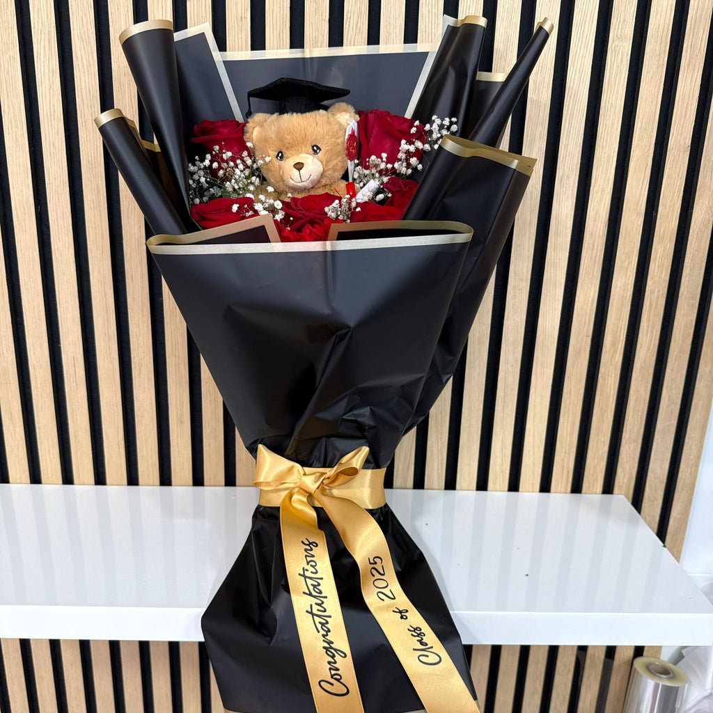 Handheld Graduation Bouquet with Teddy