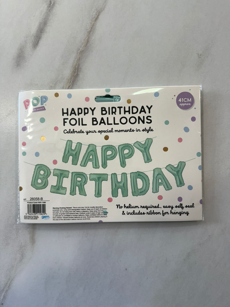 Happy Birthday Foil Balloons 41cm Pastel Green