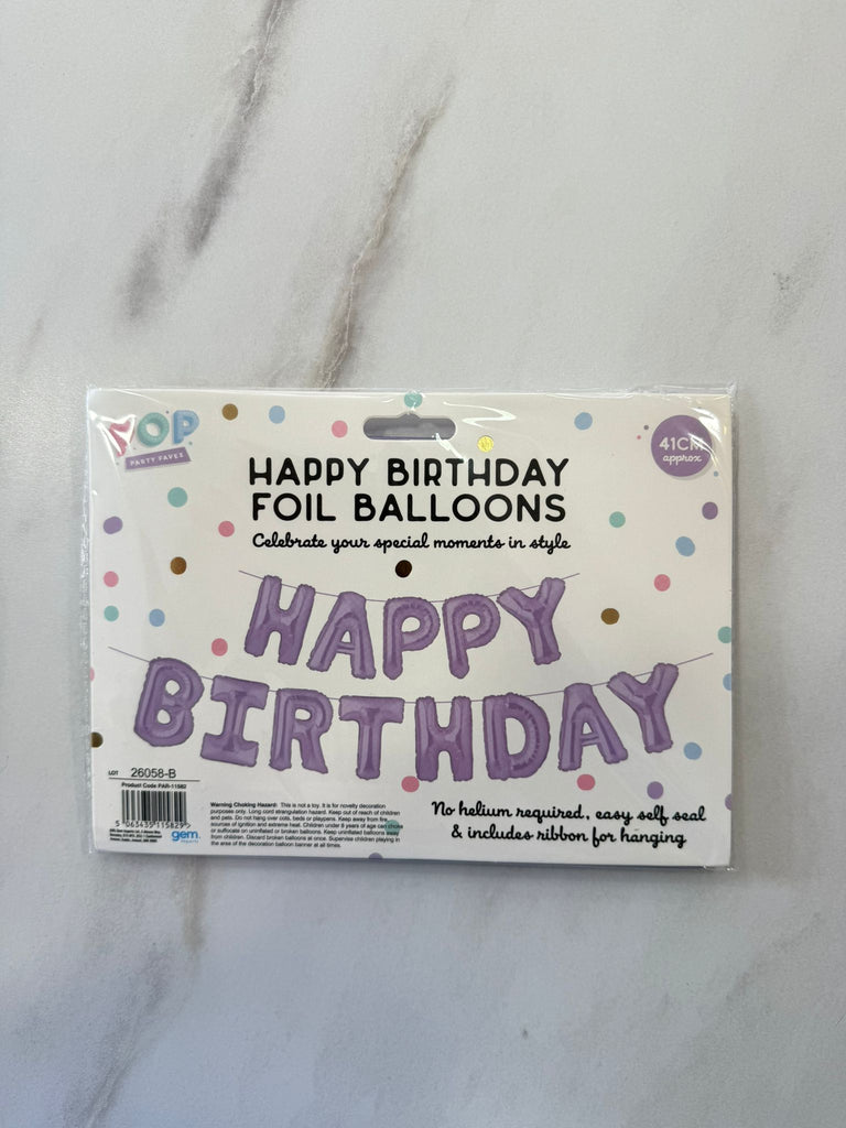 Happy Birthday Foil Balloons 41cm Pastel Lilac