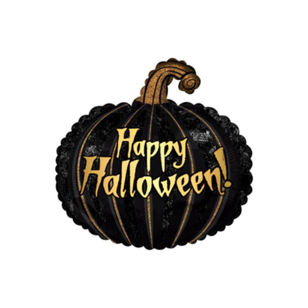 Happy Halloween Black Pumpkin 11" Mini Air Filled Foil Balloon