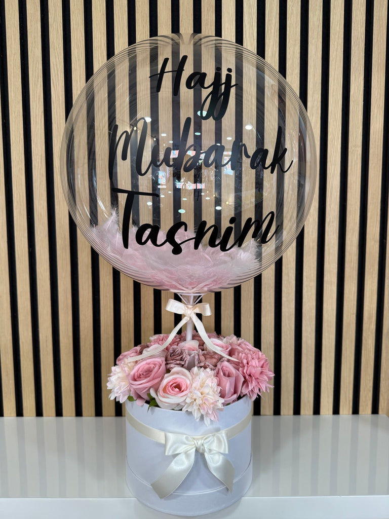 Pink Feathered Balloon Hatbox