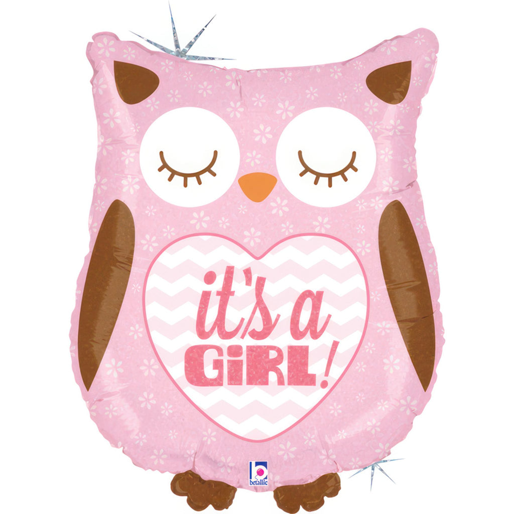 It's A Girl Owl 26" Helium Inflated Foil Balloon