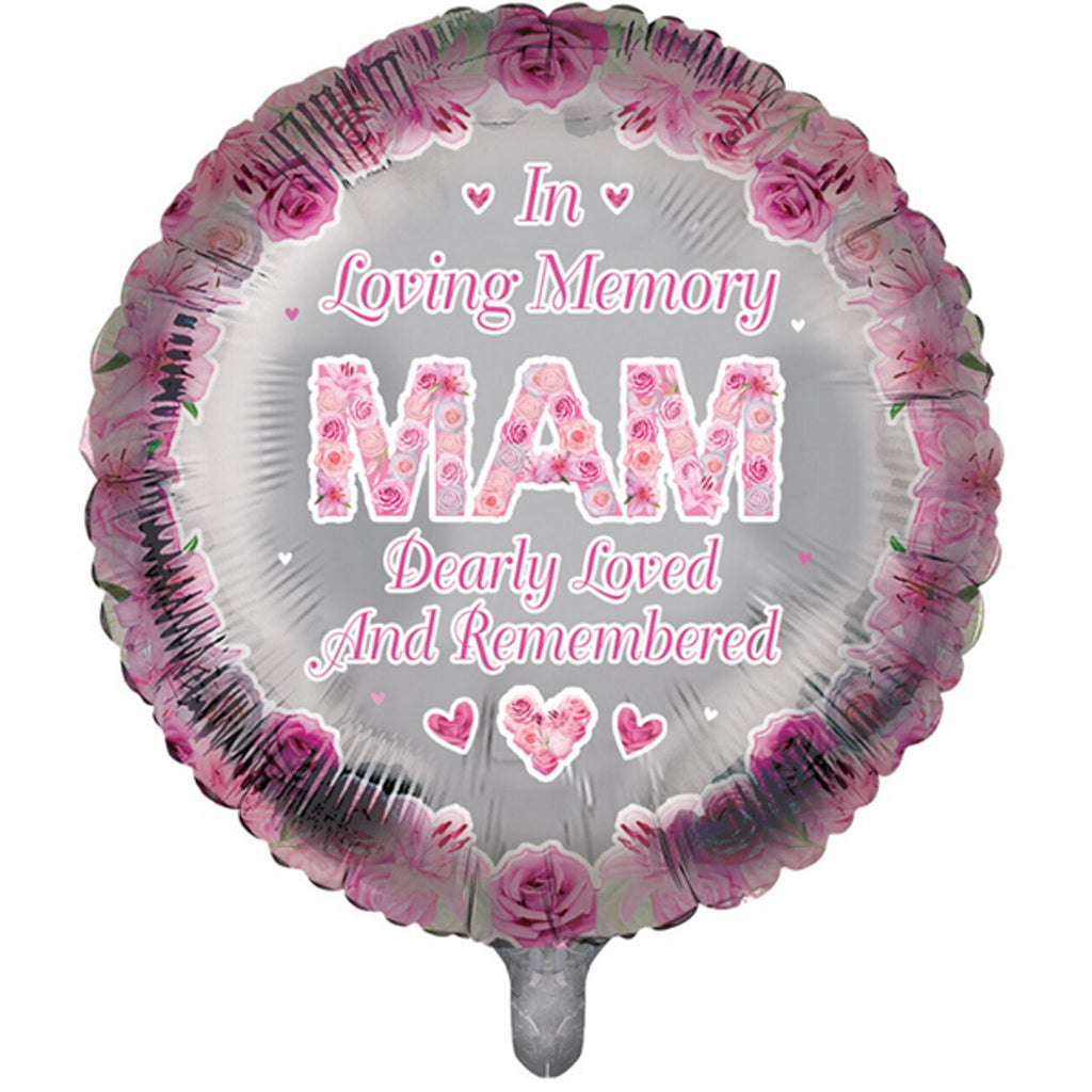 Mam Memorial 18" Round Foil Balloon Inflated with Helium