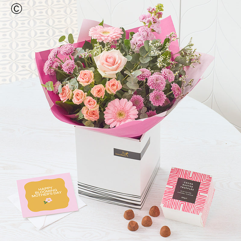 Pastel Bouquet With Chocolates and Card