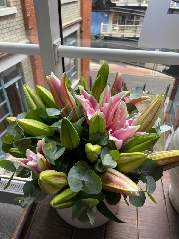 Pink and White Lily Hatbox