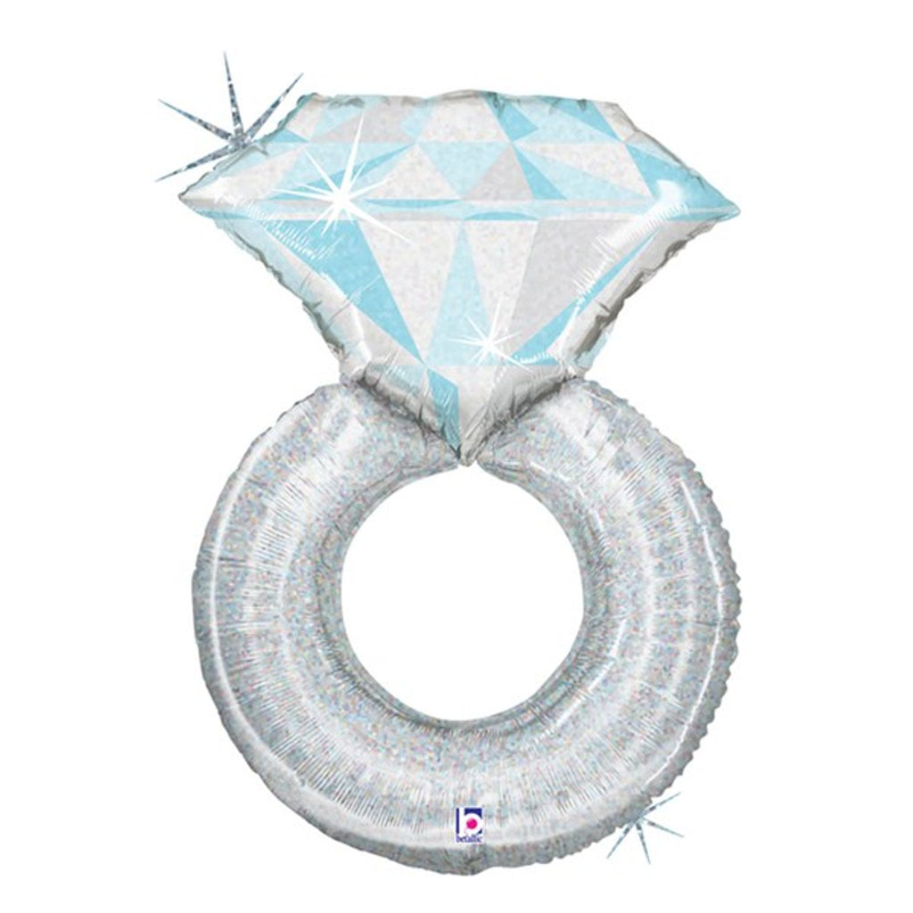 Platinum Wedding Engagement Ring 38" Helium Inflated Foil Balloon