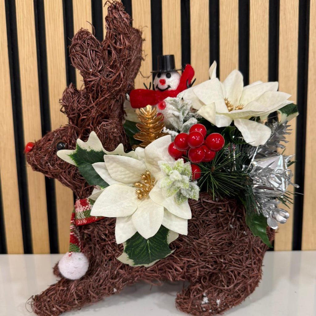 Reindeer Artificial White Poinsettia