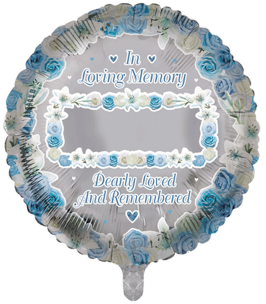 Remembrance Memorial Blue 18" Round Foil Balloon Inflated with Helium