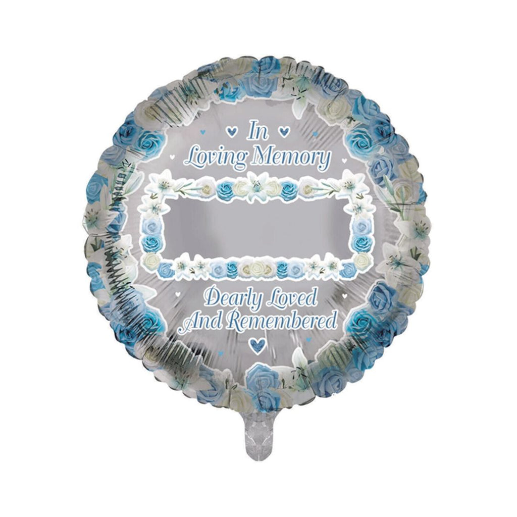 Remembrance Memorial Blue 18" Round Foil Balloon Inflated with Helium
