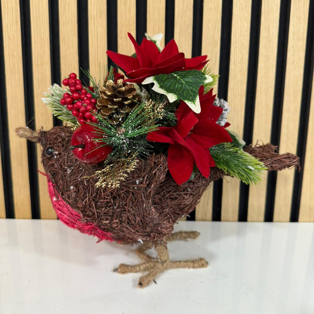 Robin Artificial Red Poinsettia