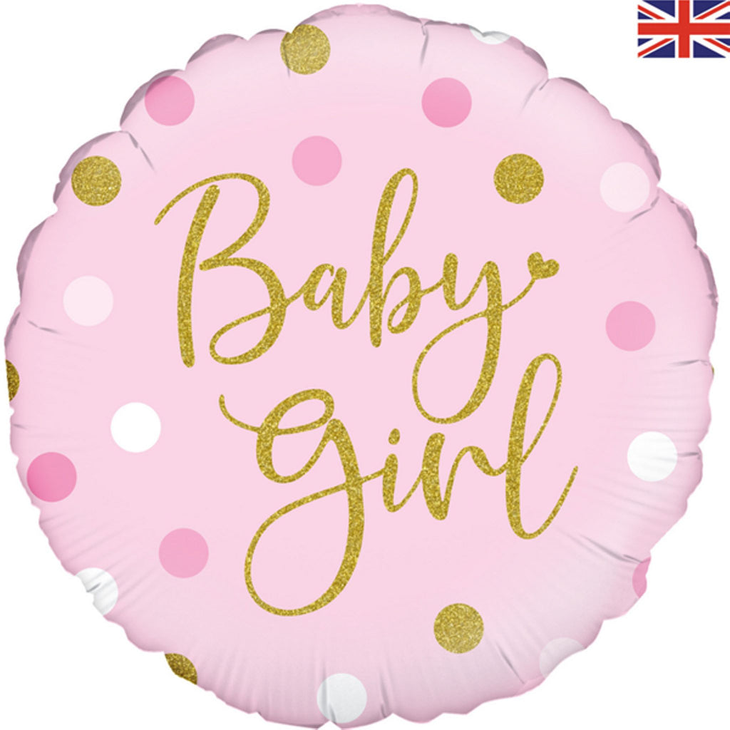 Sparkling Pink Baby Girl Dots 18" Foil Helium Inflated Balloon
