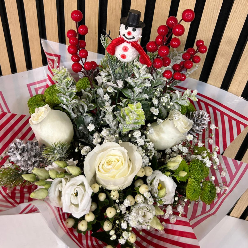 White Christmas Snowman Bouquet