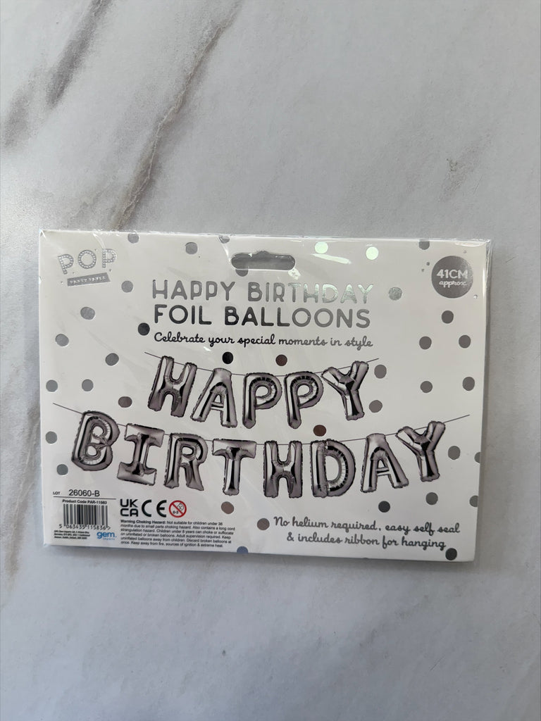 Happy Birthday Foil Balloons 41cm Silver
